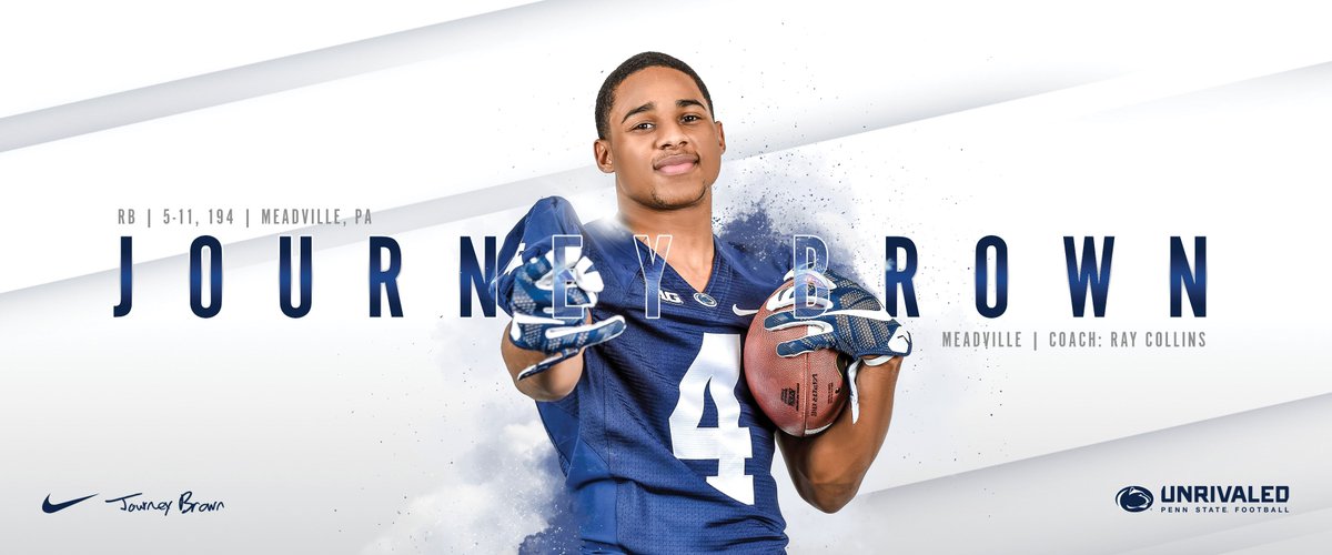 PennStateFball's tweet photo. Welcome to the #PennState Football family, @journey1999! 
#PSUsigningday ⚪️🖊️🔵 #WeAre https://t.co/ufl4k5oprP
