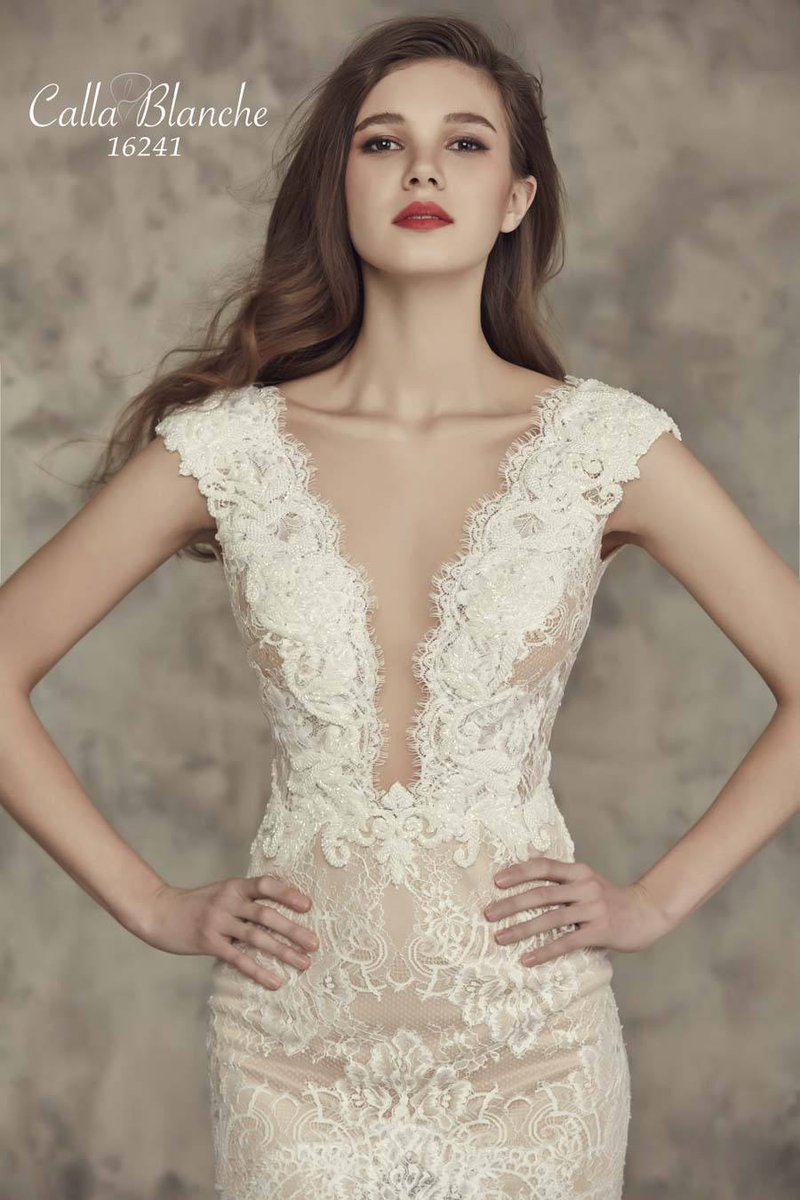 #weddingWednesday
16241 from <a href="/CallaBlanche/">Calla Blanche</a> is a #stunning #lace #weddinggown with plunging neckline and low back
#wedding #fashion #dresses