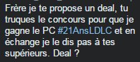 LDLC's tweet photo. On a reçu ce DM, on hésite. https://t.co/XBJB83zQEJ