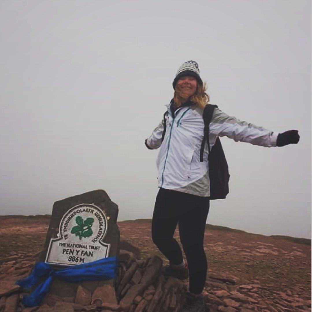 CUHikingClub's tweet photo. Sophie, Year 2 @CardiffJOMEC |  #ThisGirlCan climb #PenYFan (772m) on #CUHikes! #TeamCardiff @CardiffAU @cardiffstudent https://t.co/T6wwHL9mti