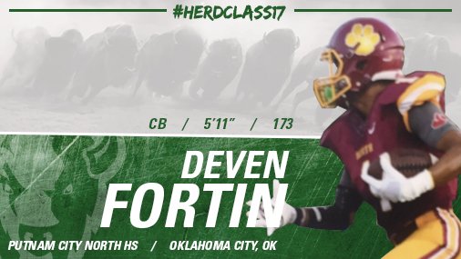 OBU_Football's tweet photo. A corner from OKC, Deven Fortin, is the latest member of #HerdClass17 to sign on #NSD17! https://t.co/oG42kTRtJK