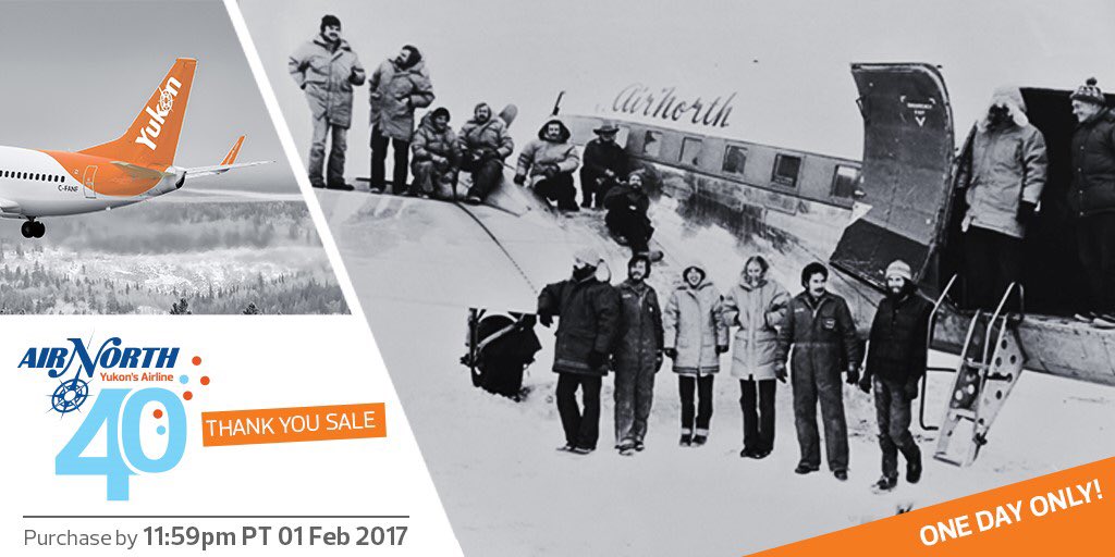 flyairnorth's tweet photo. We're celebrating 40yrs of appreciation! 40% off all fares THX YOU till11:59 pm PT 01Feb17 https://t.co/St0C1jhb8k https://t.co/3ZF4FO9IZo