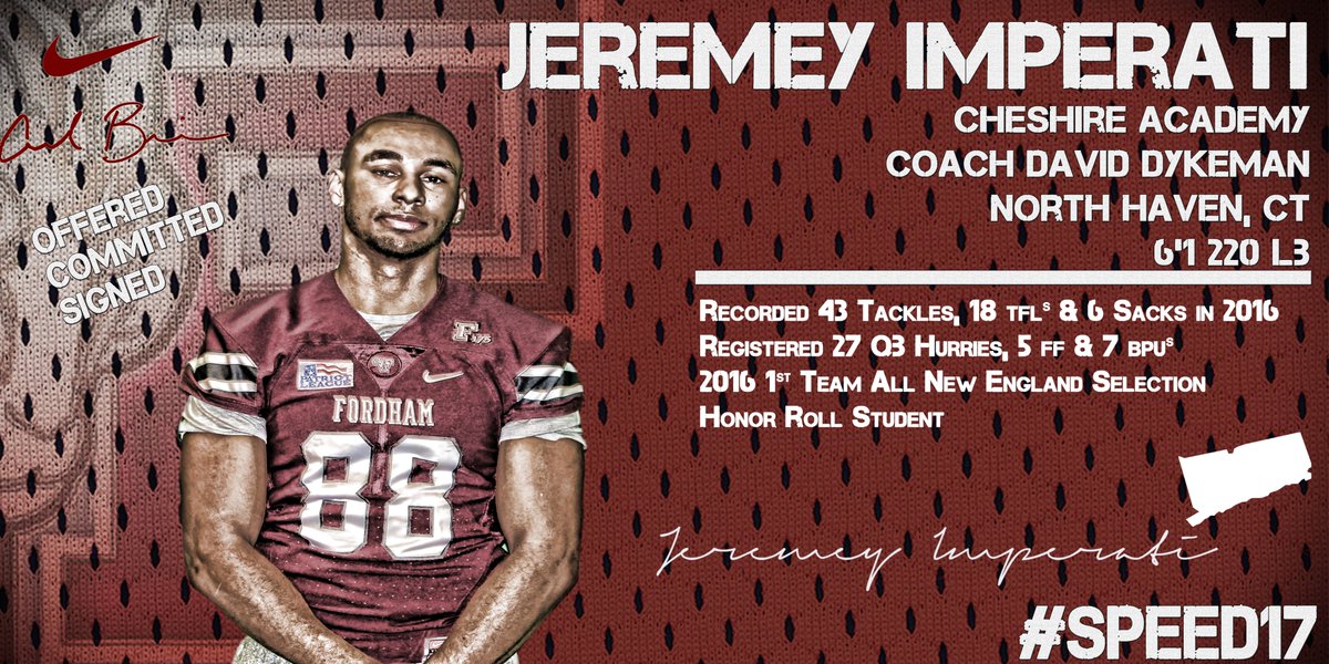 FORDHAMFOOTBALL's tweet photo. Another one of CT's finest is officially a Ram!! #SPEED17 https://t.co/3HIUb3CUfF