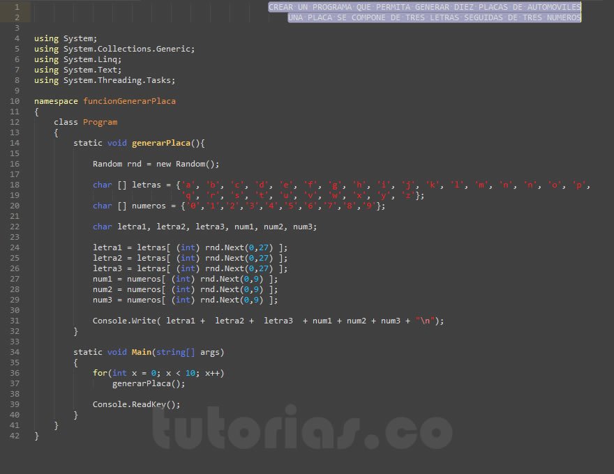 #Tutorias #Programacion funciones – visualStudio c# (funcion generar placa) tutorias.co/funciones-visu…