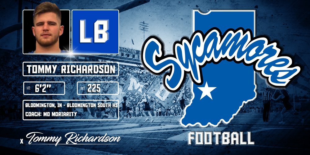 IndStFB's tweet photo. Another great LB, Tommy Richardson, from Bloomington South! 451 tackles, 6 sacks, 5 INT and 10 TD #True2Blue https://t.co/KlSHSfTk7I