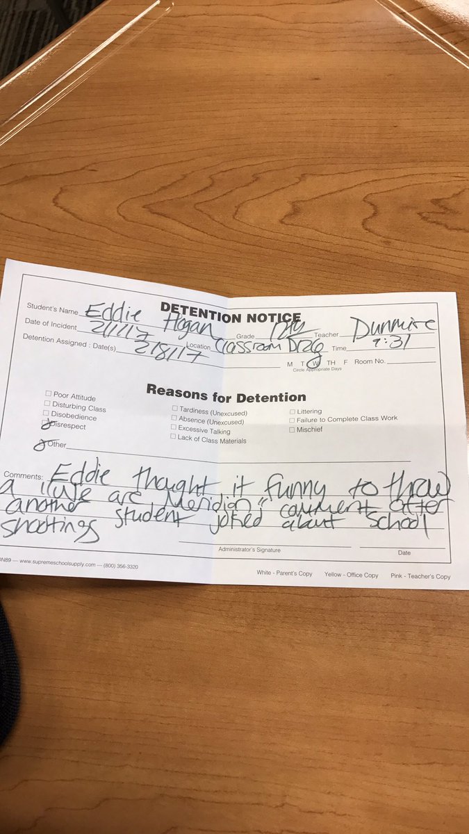 eddieh_8's tweet photo. Don't know many other schools that would give you a detention for saying #WEAREMERIDIAN but what can I say, "We are Meridian" https://t.co/3dbEawSeov