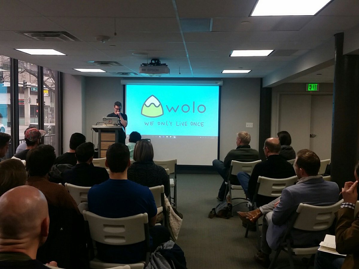 Andrewlockhead's tweet photo. Our friend Mike from @becausewolo doing an awesome pitch at 1 Million cup
#Pitch #EmployeeEngagement https://t.co/W62rlAPggx