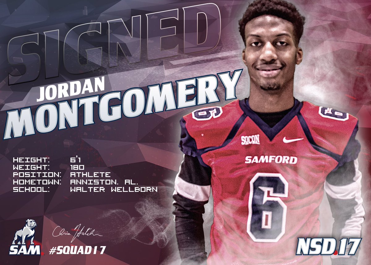 HatchAttack1's tweet photo. Welcome Jordan Montgomery to the Bulldog Family! #NSD17_SU #DogPound #SamfordSigned https://t.co/0OerbEjDS3
