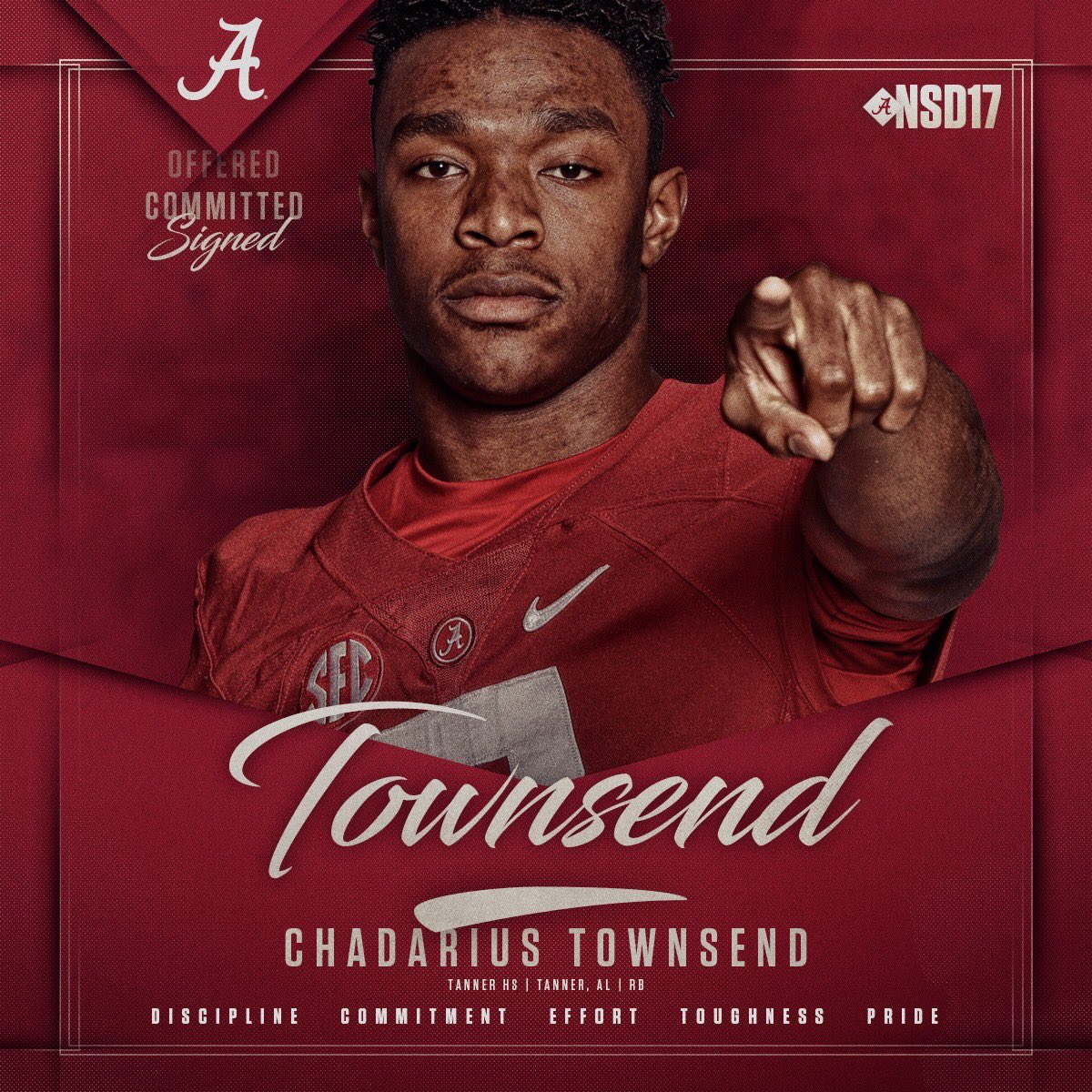 Welcome to Alabama, Chadarius Townsend! #RollTide #BamaNSD17