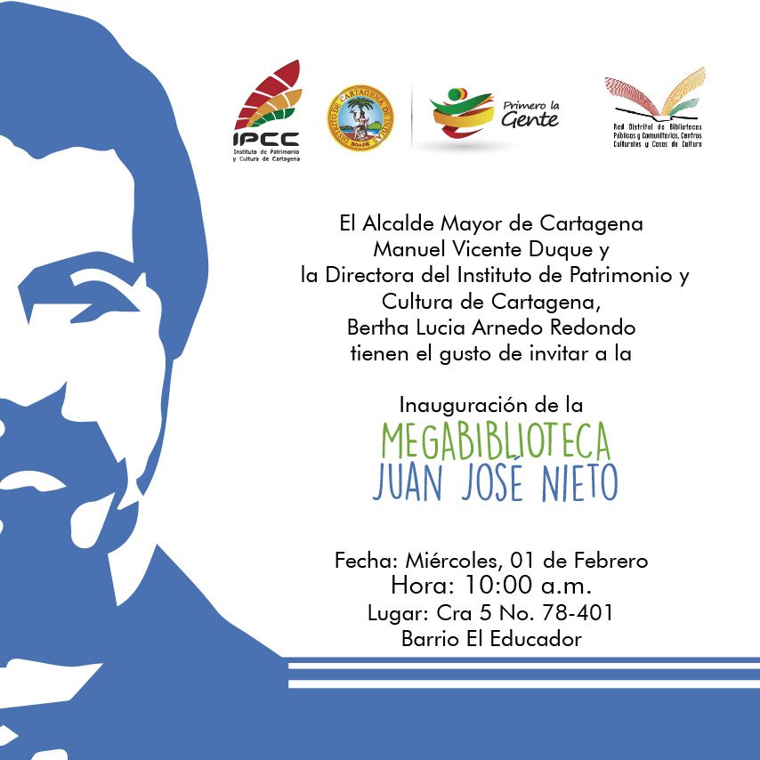 Ipcc_Cartagena's tweet photo. ¡Hoy! Con @AlcaldiaCTG inauguramos la Megabiblioteca Juan José Nieto Gil del Barrio El Educador. ¡Acompáñanos! @mincultura @BibliotecaNalCo https://t.co/pY7jsrEDKt