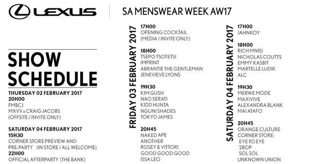 Lexus <a href="/SAMenswearWeek/">SA Menswear Week</a> starts this Friday. Keep an eye out for updates from #frow and #bts #samwaw17