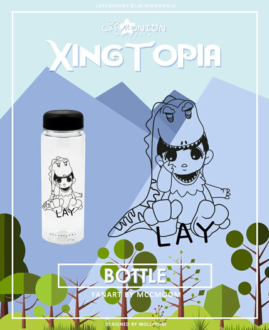 layunionMY's tweet photo. Exclusively available in XINGREX fankit. Look at that cute little XingRex on our BOTTLE. Special thanks to @mccmoom for the adorable fanart. https://t.co/E90djICBRr