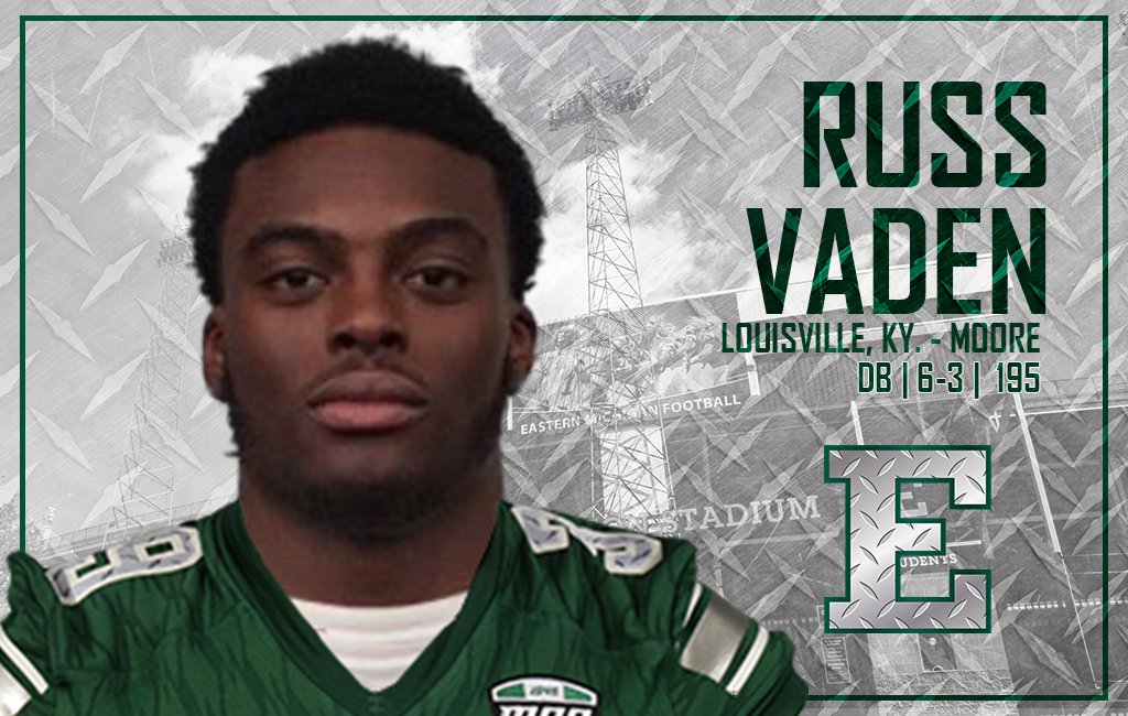 EMUFB's tweet photo. Welcome to Eastern Michigan, Russ Vaden, a defensive back from Louisville, Ky.! #EMUSigningDay #EMUEagles https://t.co/hngnvG8PO3