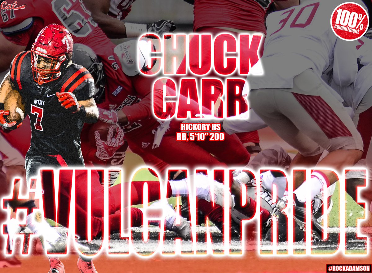 Let's go to D10 for our next commitment! Excited to add RB Chuck Carr (Hickory HS, 5'10" 200) to the family! #VulcanNation #NSD17 ⚫️🔴