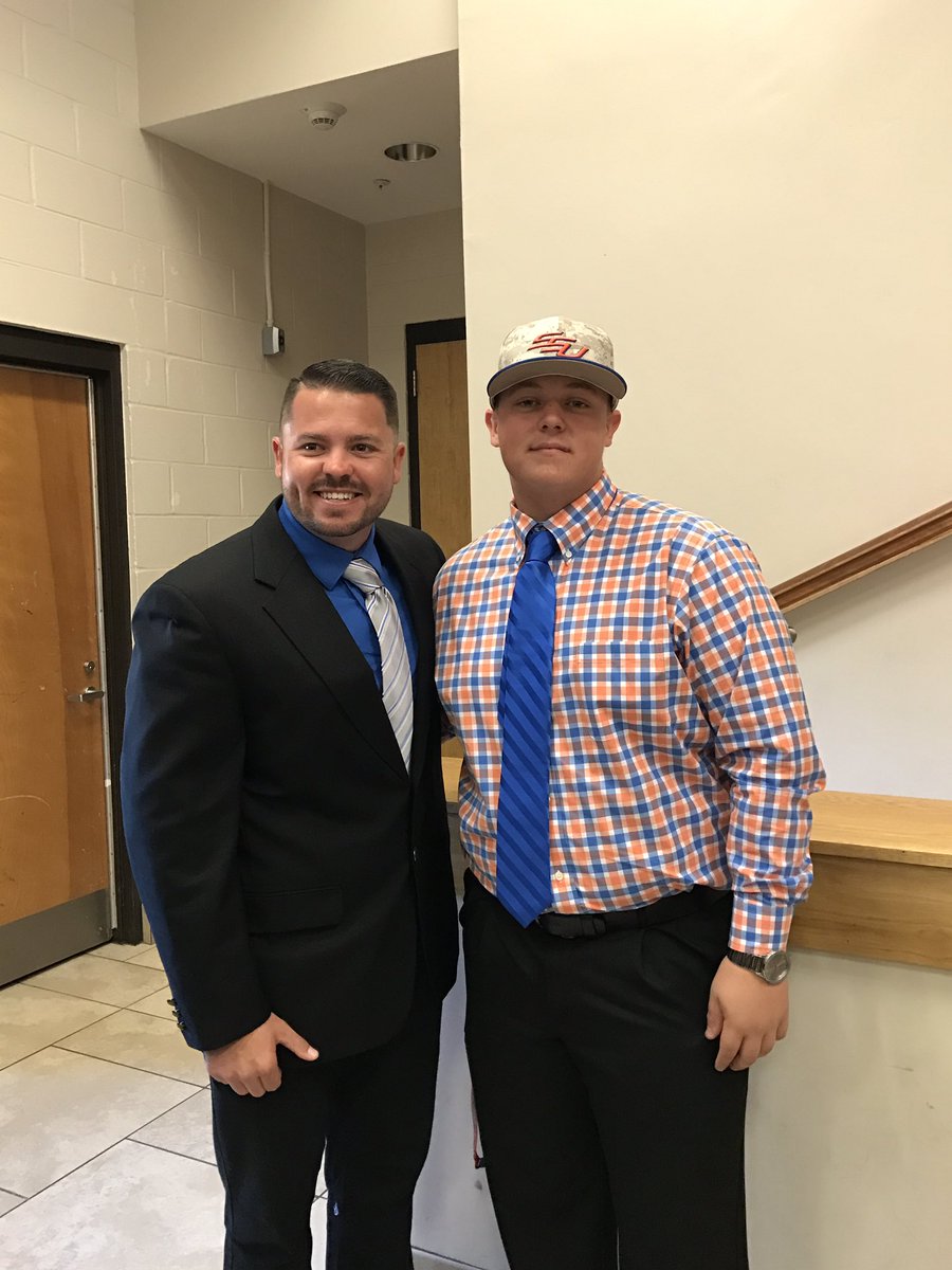 CoachSgromolo's tweet photo. A big congrats to @tylerrobison13 on signing today to @savannahstate to play baseballโพ๏ธ We are proud of you! #teamsideline @RHSPantherBB https://t.co/QcLgXOOTse