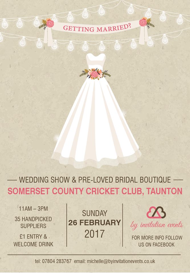 byinvitationeve's tweet photo. Are you a newlywed who wants to sell your wedding items? Then take a table at our Wedding show &amp; pop up pre-loved boutique @somersetcricket https://t.co/BJJlVG92Ut