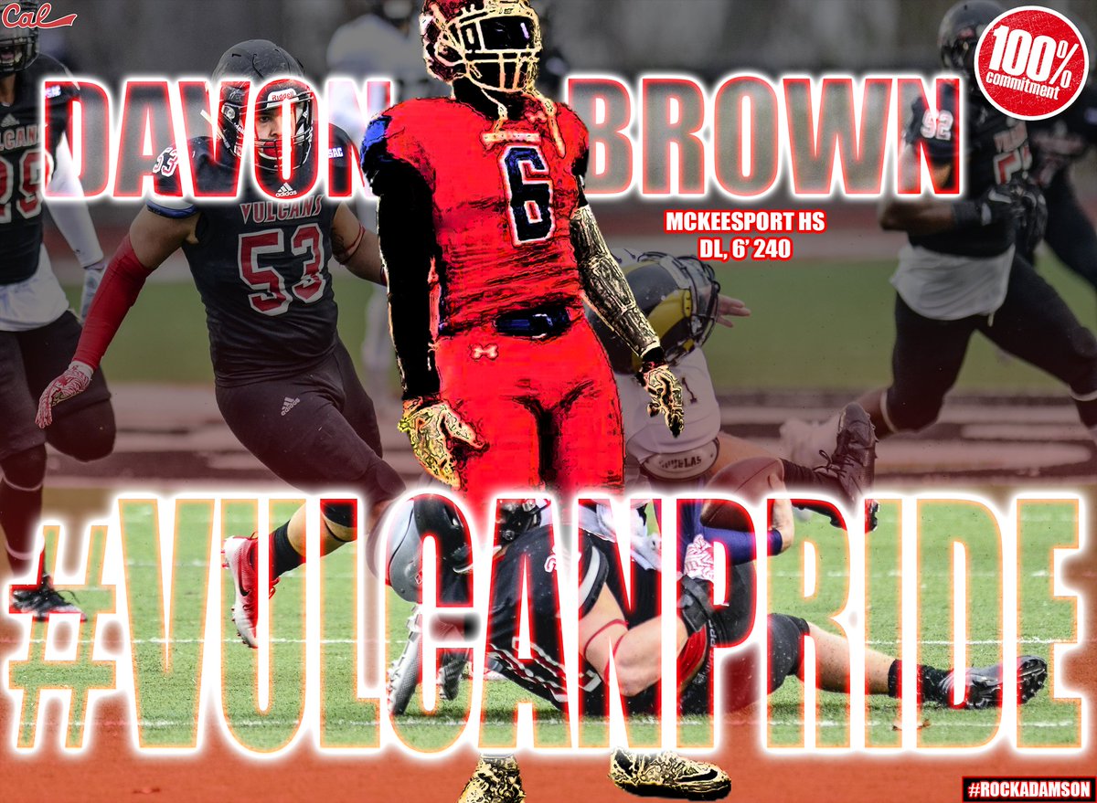 And we stay in the 'Port! Very excited to add DL Davon Brown (McKeesport, 6' 240) to the red and black! #VulcanPride #NSD17 ⚫️🔴