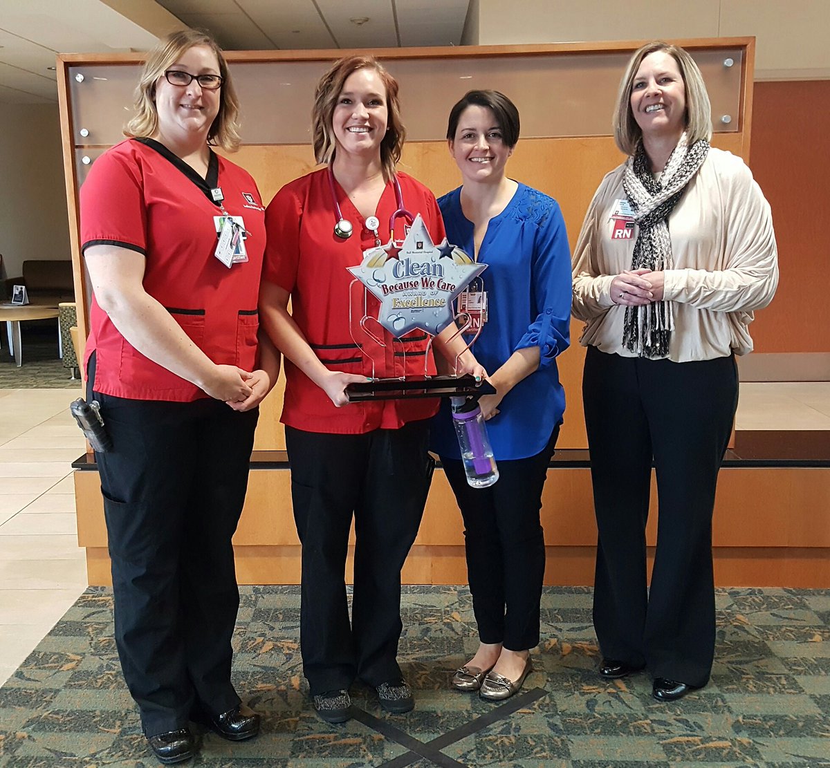 mehaley44's tweet photo. We recognized 4 units today for  highest excellence in hand hygiene. It's easy infection prevention. "No excuses," is what I say. https://t.co/cFYdhx5fKT