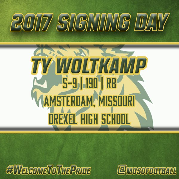 mososports's tweet photo. #WelcomeToThePride Ty Woltkamp #nationalsigningday #ClassOf2017 https://t.co/WXCEcHAlv3