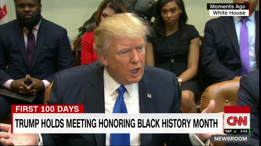 CNN's tweet photo. Happening now: President Trump holds a meeting honoring #BlackHistoryMonth. Watch on @CNNGo https://t.co/UYpqI3esEb https://t.co/0NLtgCc8hJ