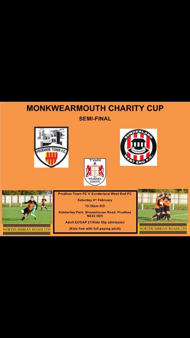 ⚽🏆SEMI FINAL🏆⚽
@ HOME v <a href="/Westend_FC/">Sunderland West End FC</a> 
Don't worry about the weather, this club has plenty of shelter for standing and sittting!!