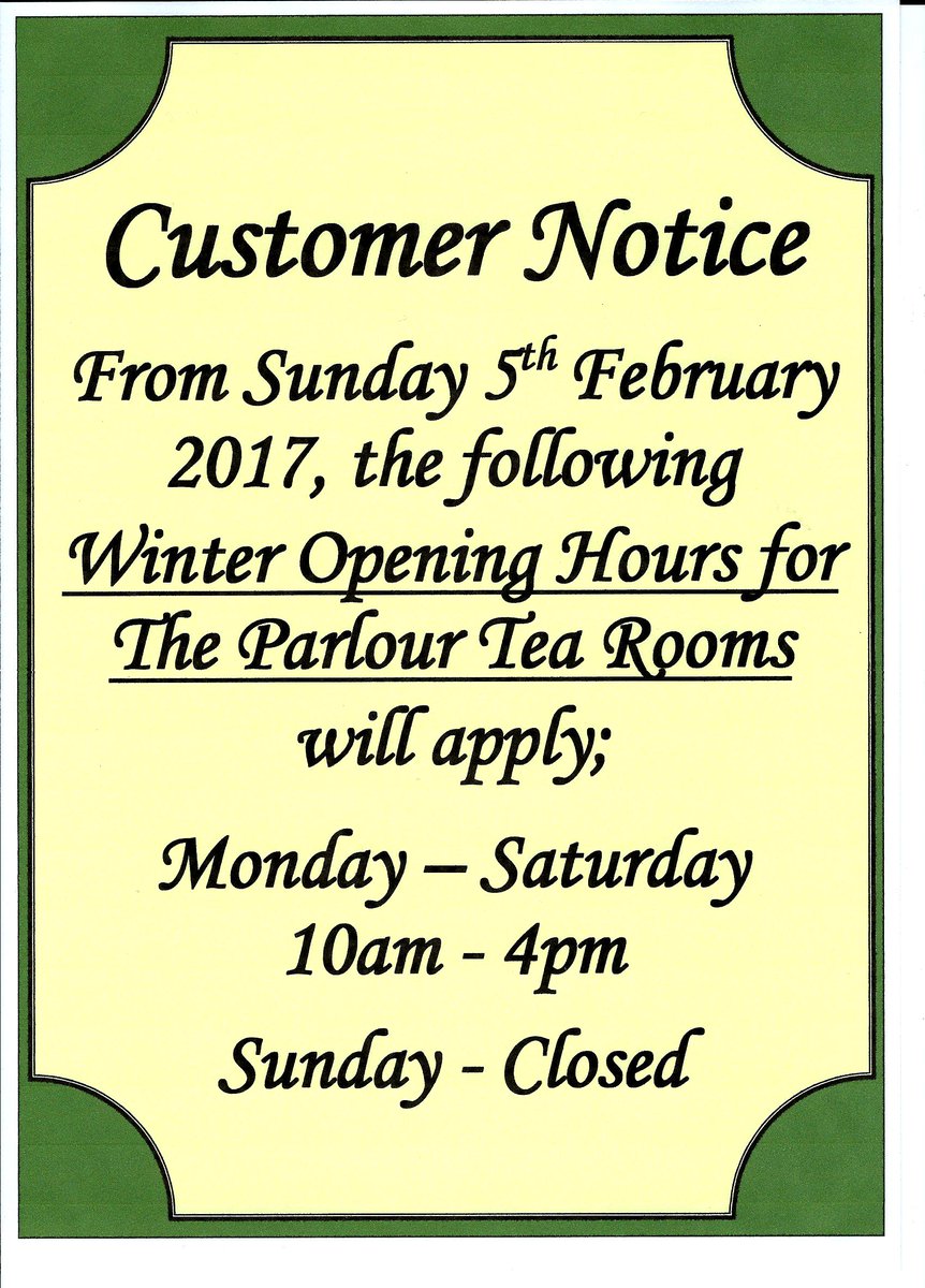 CornXchange's tweet image. Winter Opening Hours for The Parlour Tea Rooms.
The opening hours for @CornXchange Antiques &amp;amp; Vintage Centre remain the same.
