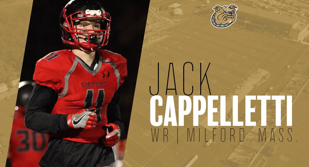 BryantUFootball's tweet photo. Up next is WR Jack Cappelletti from Milford, Mass.! #BryantSigningDay #BryantBOLD https://t.co/IhqeNdSuqb