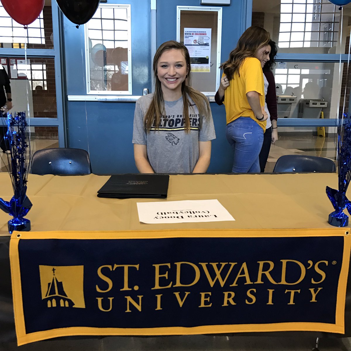 PutterRenee's tweet photo. Laura Doocy (volleyball) from Creekview HS signs with St. Edwards University @CFBathletics @CFBISD https://t.co/DuNP9SKsxt
