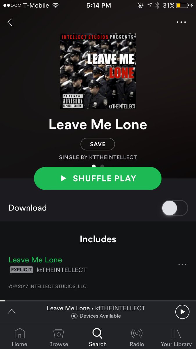 intellectkt's tweet photo. Improve yo day with a little resistance music. Go to Apple Music, Spotify, or SoundCloud to download/stream my single "Leave Me Lone" https://t.co/sVETq02Wr2