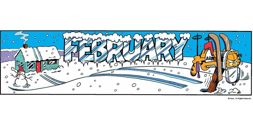 Garfield's tweet image. February, please, oh please, play nice. #February1 #wishfulthinking #wednesdaywisdom