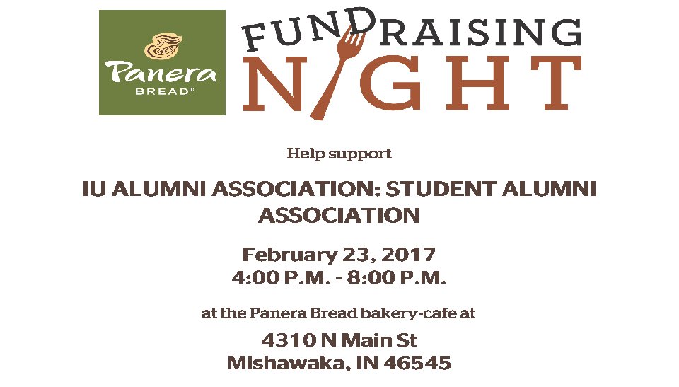 IUSBSustain's tweet photo. Fundraising Night at the Panera Bread on Main St. 4-8pm. All proceeds earned, will support the Titans Feeding Titans Food Pantry https://t.co/LhcgcZz3ND