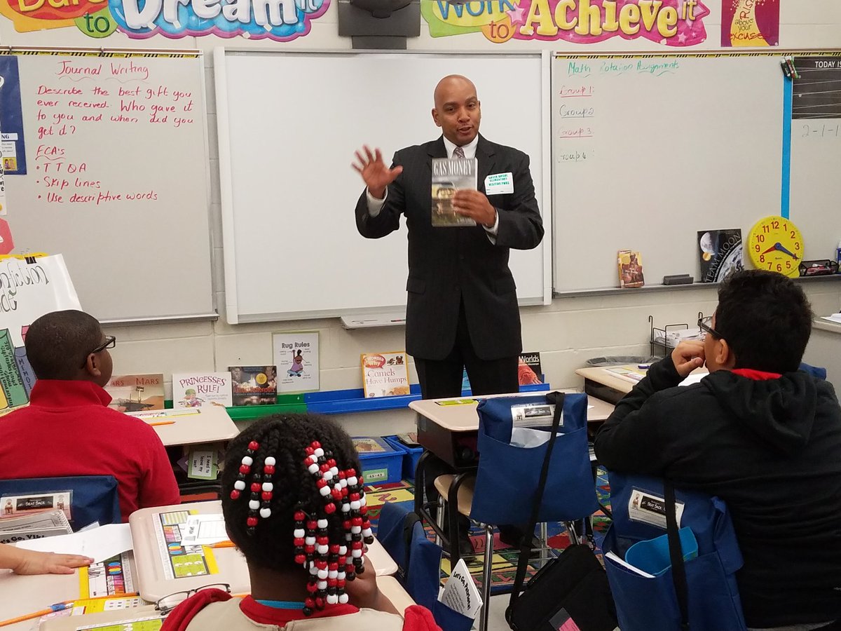 OrlaHot's tweet photo. @NeptuneSchools Author Troy Lewis shares his story with Mrs. Buckley 's class at Green Grove's Black History celebration https://t.co/sjKN5myOoC