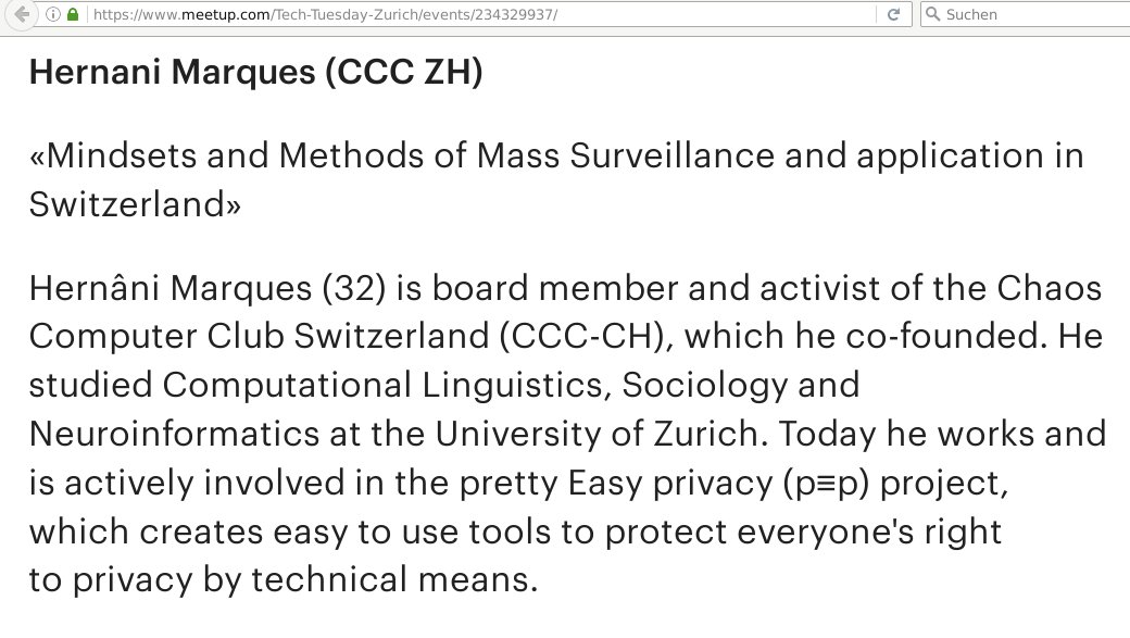 vecirex's tweet image. I give a talk @TechTuesday_CH Feb 7th:
meetup.com/Tech-Tuesday-Z…
#MassSurveillance #NDGnein #NSAUA #LRens
#StopBÜPF #StopLSCPT #BÜPF #LSCPT