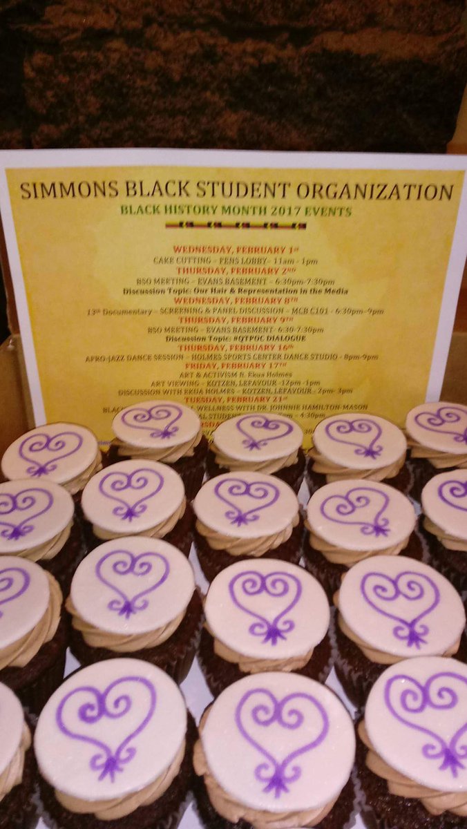 SimmonsBso's tweet photo. Come by the Fens Lobby for a free cupcake! #BlackHistoryMonth https://t.co/uCADmOUlz5