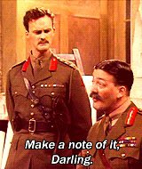pitchblacksteed's tweet photo. "Take a note of it Darling. 'Heavy machine guns for full-backs'."
#DarlingWeek #Blackadder https://t.co/MUp15bJAey