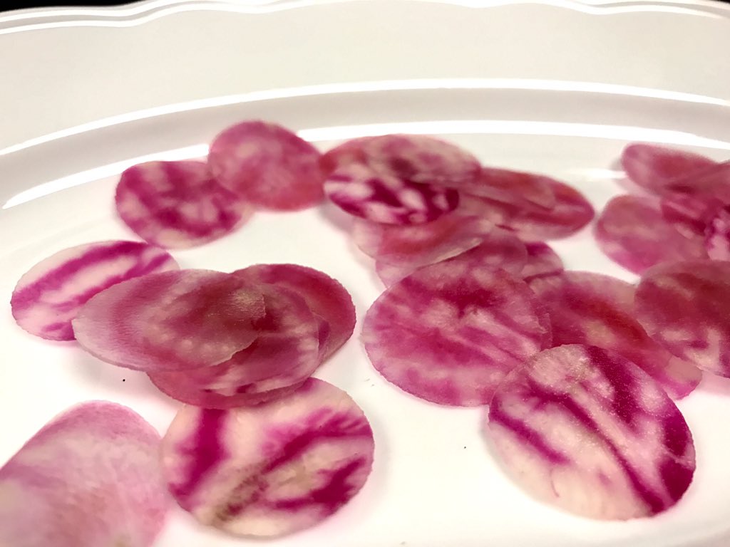 These candy striped beets are gorgeous! I hear Chef may have a special with these! #heightslife #HTX #foodie #houstoneats #italianamerican