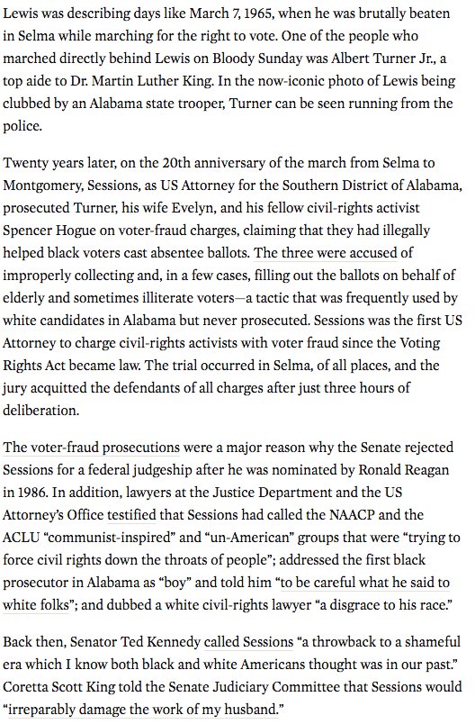 AriBerman's tweet image. Senate Judiciary Committee blocked Jeff Sessions as judge in 1986 b/c he was too racist. Confirmed him as AG today thenation.com/article/as-att…