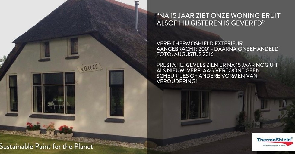 Wolkecocare's tweet photo. Tevreden klant: zelfs na 15 jaar (!) ziet deze #muurverf Exterieur- er nog steeds uit als nieuw! 
Partner #Limburg @JacobsEcoCare https://t.co/jgzPjcduol