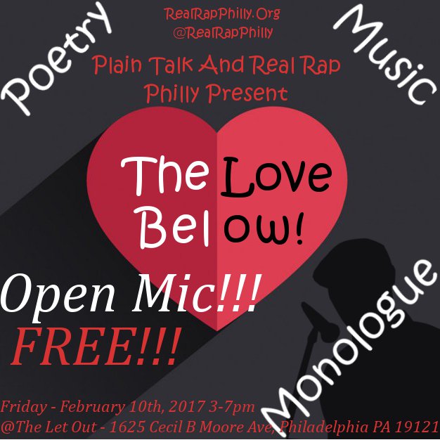 PhillyCARS_Proj's tweet photo. Join us February 10th at the TLO Complex for The Love Below! This event is FREE w/food, prizes, testing and Open Mic! Show us what you got! https://t.co/2nw2OCWPPK