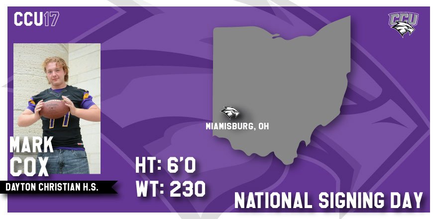 CCUFootball's tweet photo. We welcome Mark Cox to the CCU Family!! 🏈

#NSD17 #CCUEagles https://t.co/UU6PZoCWvb