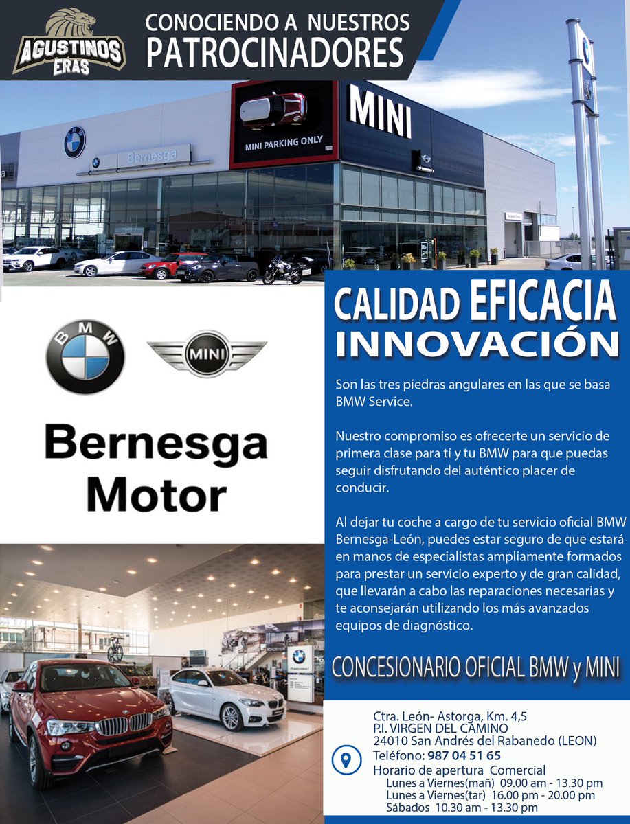 #ConociendoPatrocinadores
Hoy es el turno de <a href="/BernesgaBMW/">BernesgaBMW</a>, concesionario oficial <a href="/BMWEspana/">BMW España</a> y <a href="/MINI/">MINI</a> 
Gracias por vuestro apoyo.