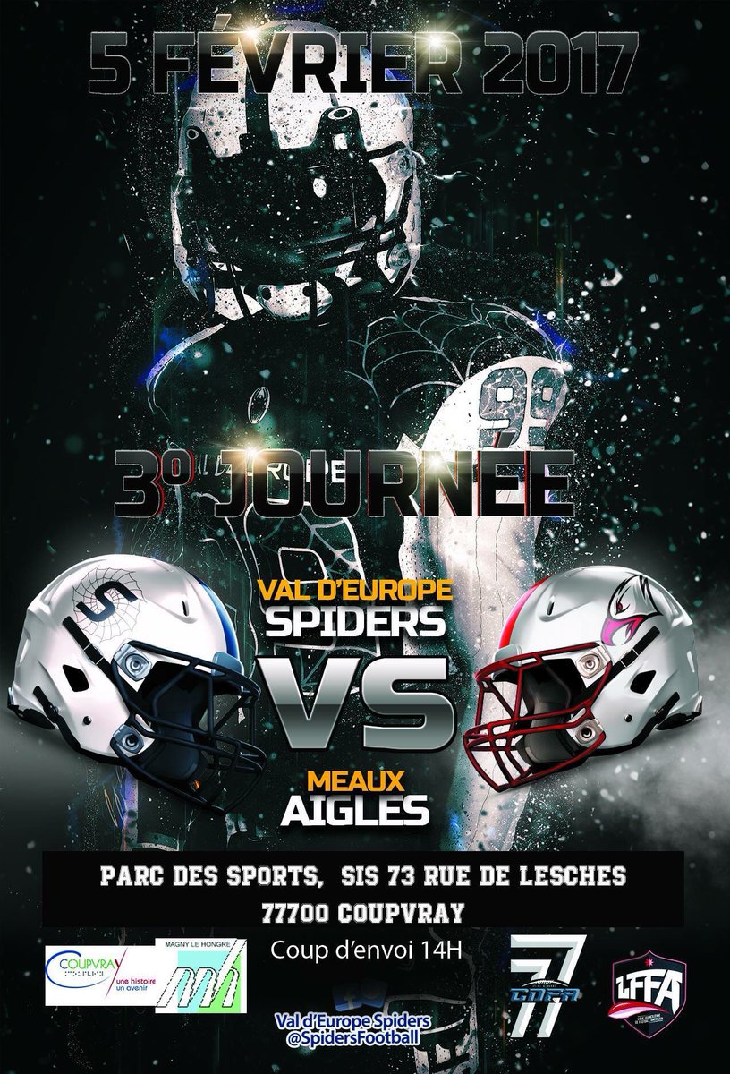 Dimanche 5 Février, les seniors affronteront les Aigles pour la 3ème journée du championnat IDF 🕷🕸🏈#SpidersFootball