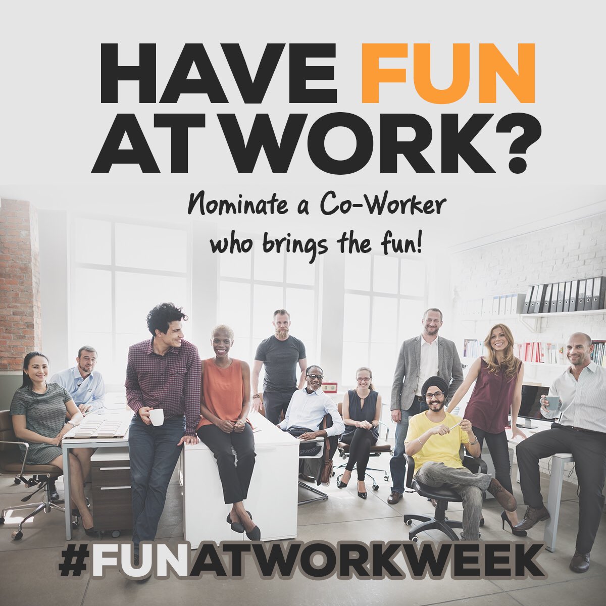 TheFunDept's tweet photo. Who is fun in your office? We want to celebrate them! Comment with your nominee! #FUNatWorkWeek https://t.co/evGPowF2WX