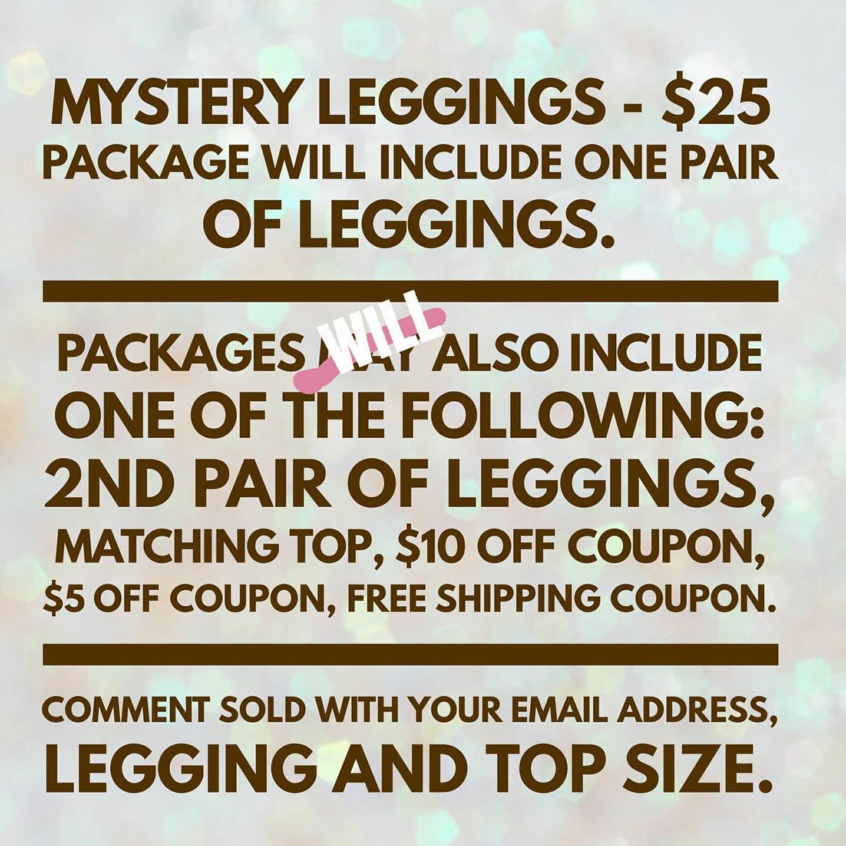 lularoeamyw's tweet photo. It's time for a round of Mystery Leggings! Comment SOLD w/ email for a chance to win some amazing prizes! #LuLaRoe #LuLaRoeAmyandTay https://t.co/xWnc5gqebn