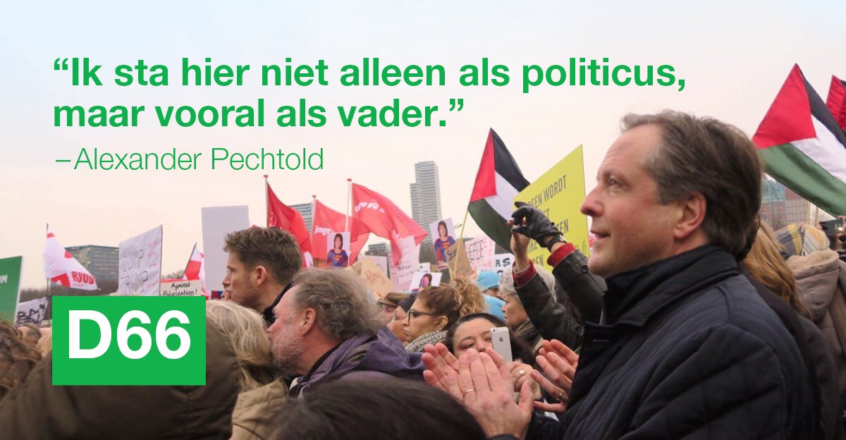 D66's tweet photo. Vandaag stonden duizenden mensen op het Malieveld op tegen discriminatie. Laten we onze vrijheden koesteren! #hollandagainsthate #Trump https://t.co/3GjEIAzt8a