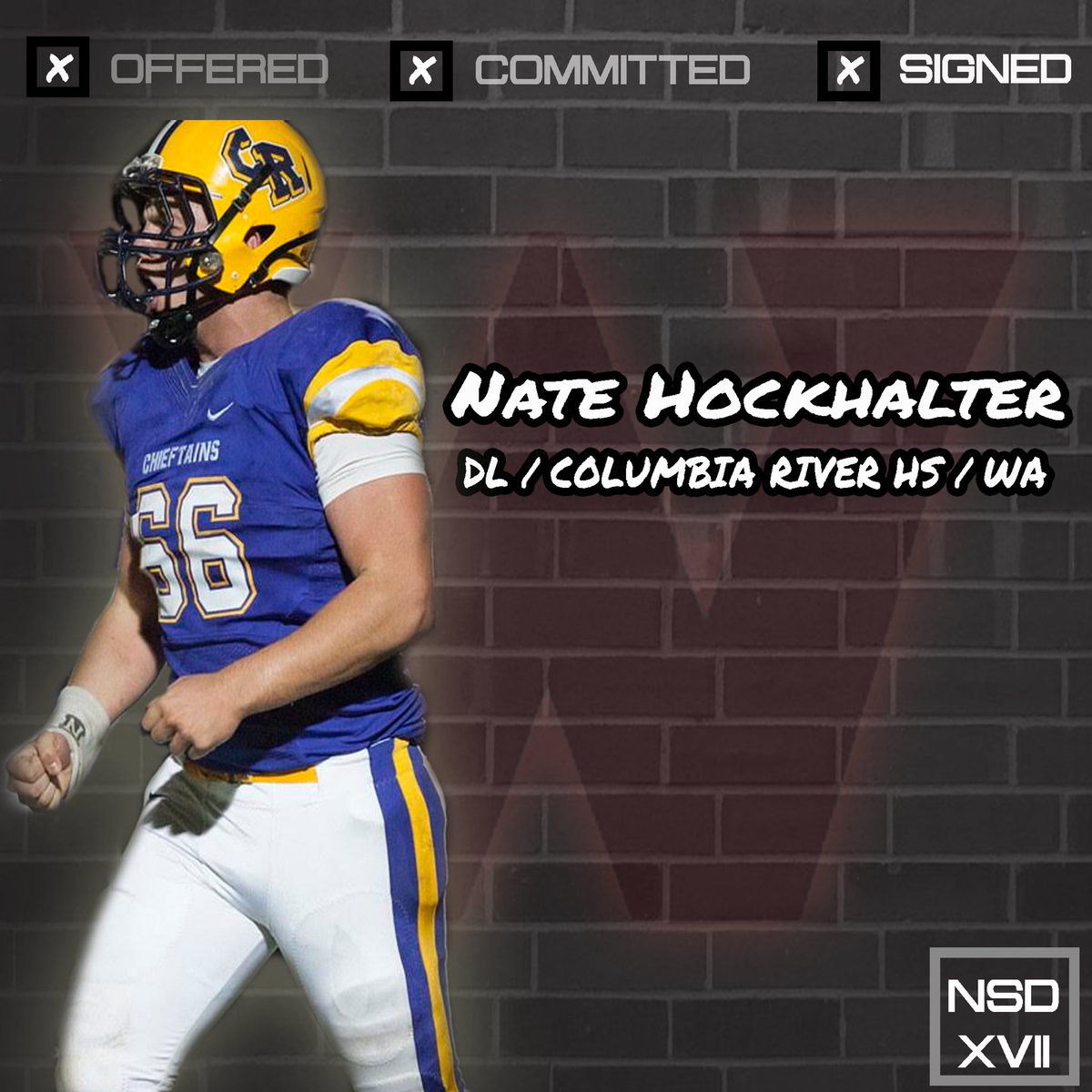 Here we go!!! Columbia River is HERE!!
Can't wait to get our guy <a href="/Nhockhalter/">Nathan Hockhalter</a> out on the field!! 🐺🏈✊🏼
#NationalSigningDay17
#OKG