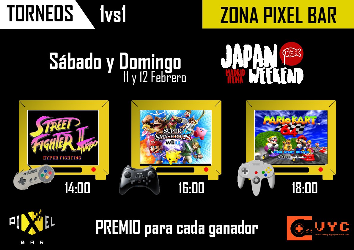 PixelBar_Madrid's tweet photo. NOTICIA EXCLUSIVA
Estaremos a la @Japan_Weekend del 11 al 12 de febrero en el stand de @WebVyC - Torneos y regalos
#PixelJapan https://t.co/kgGJQsJr35