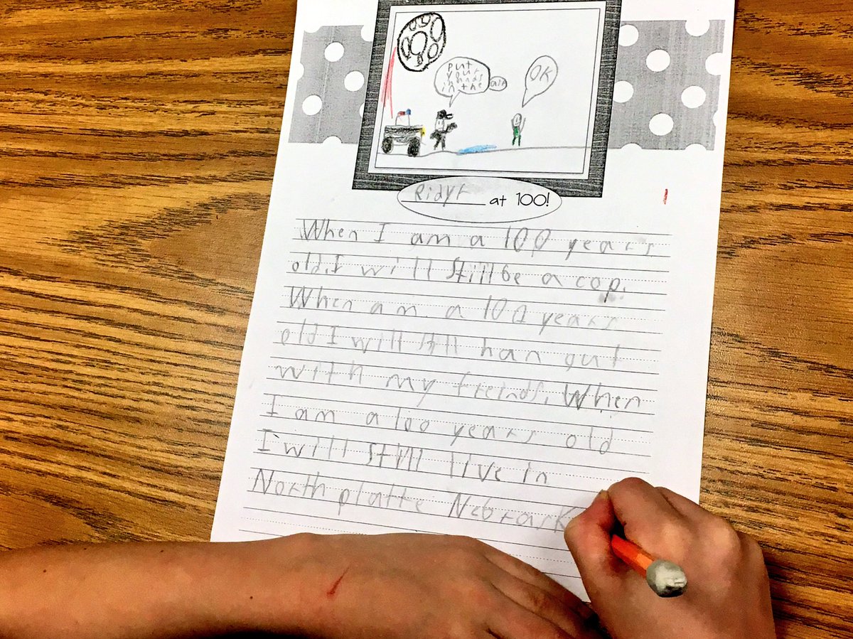 MrsStreeter2nd's tweet photo. 100th day of school today! We wrote about what we will look like when we are 100! 👴🏻👵🏻 https://t.co/OHDlE2PmZ8