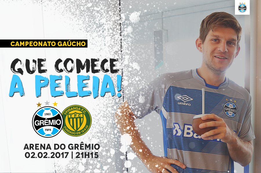 Gremio's tweet photo. Amanhã é dia de estreia do Tricolor no #Gauchão2017! Garanta presença: https://t.co/2eaoNJKAMt https://t.co/s5iUdB5dQe