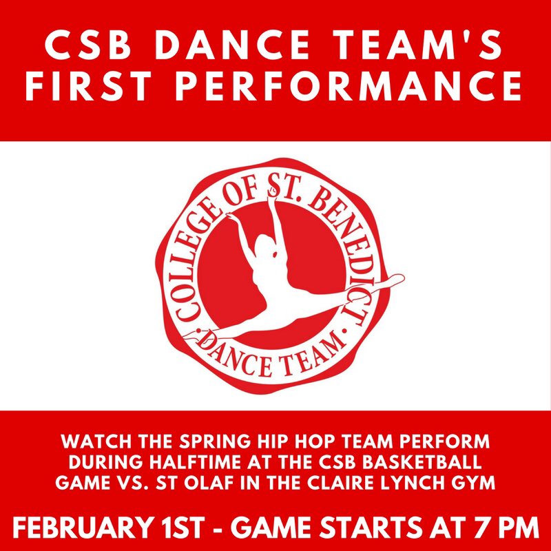 The spring hip hop team's first performance is today! Come support the CSBDT at the CSB basketball game 🏀